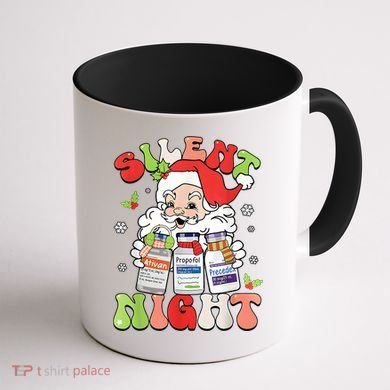 Retro Silent Night Icu Nurse Christmas Intensive Care Unit Coffee Mug back