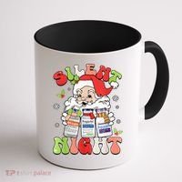 Retro Silent Night Icu Nurse Christmas Intensive Care Unit Coffee Mug thumb 1