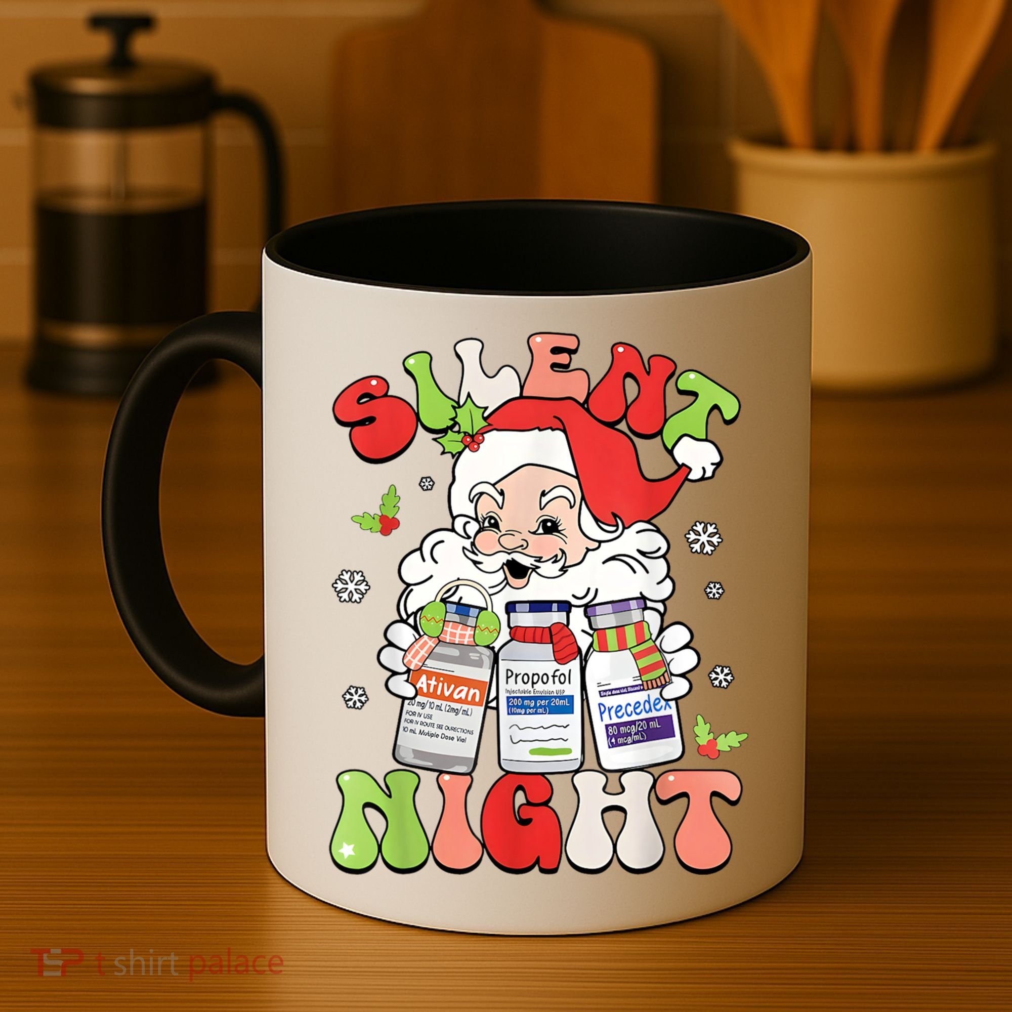 Retro Silent Night Icu Nurse Christmas Intensive Care Unit Coffee Mug