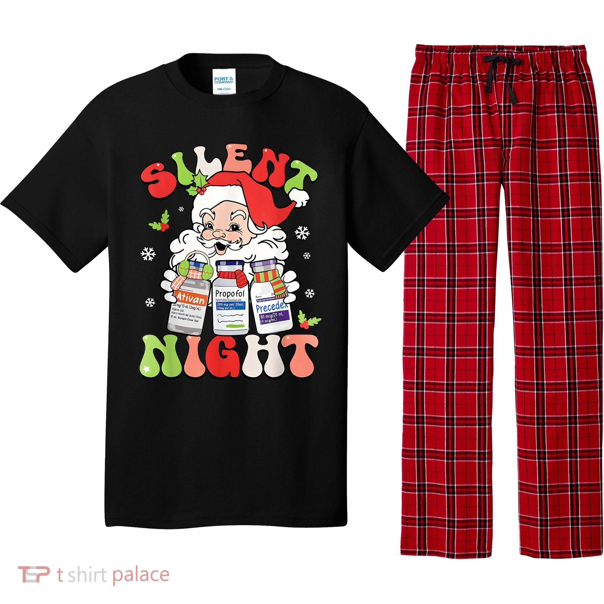 Retro Silent Night Icu Nurse Christmas Intensive Care Unit Pajama Set