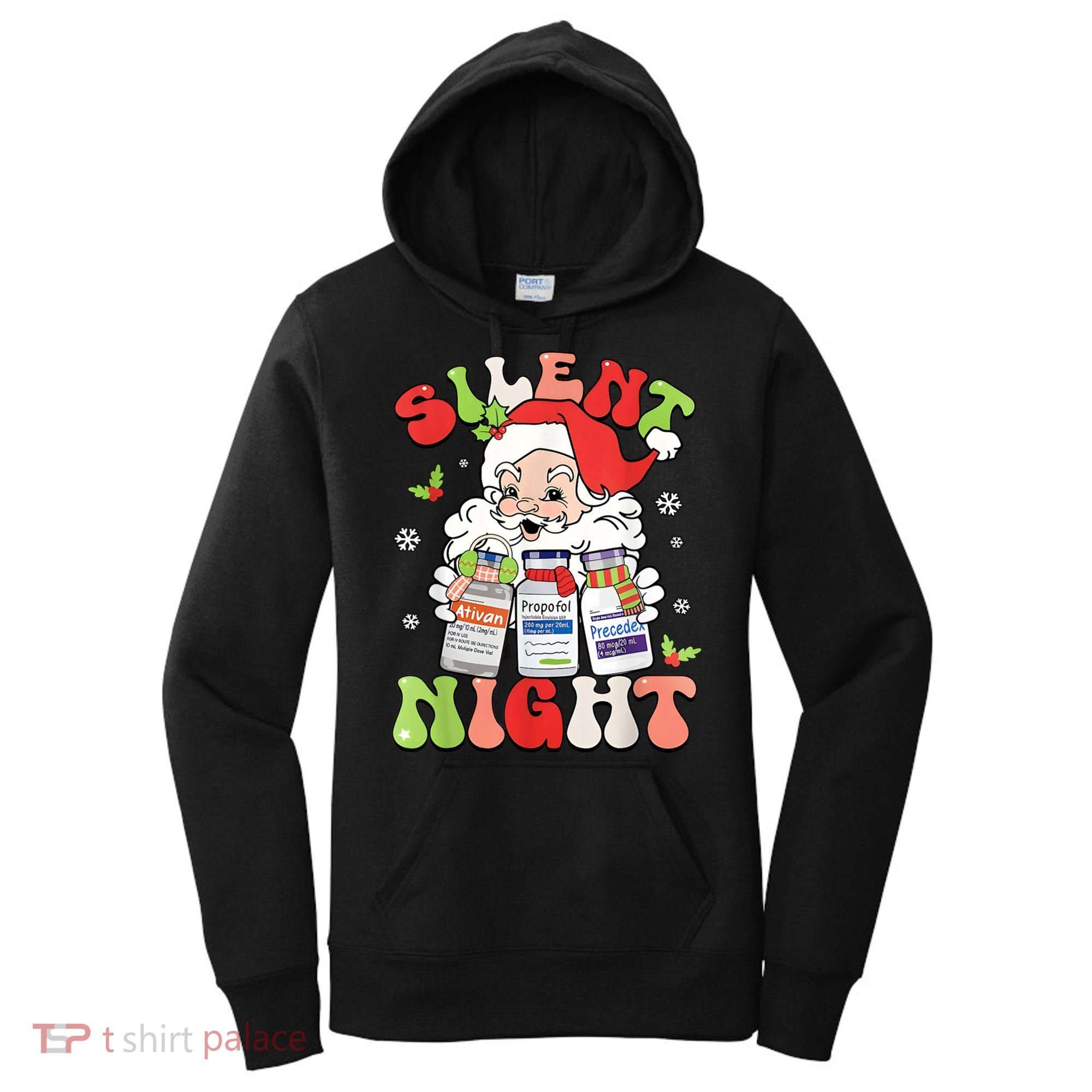 Retro Silent Night Icu Nurse Christmas Intensive Care Unit Women's Hoodie