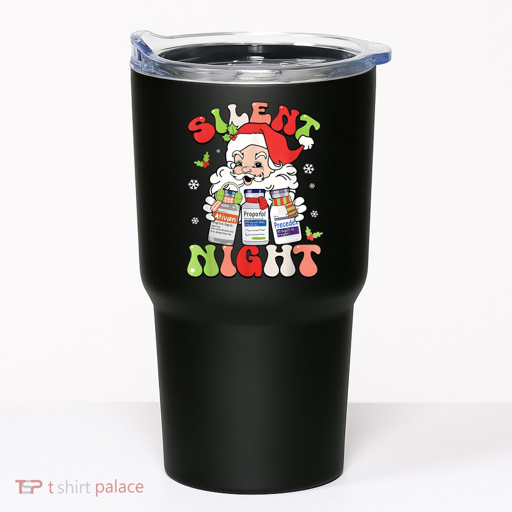 Retro Silent Night Icu Nurse Christmas Intensive Care Unit Tumbler