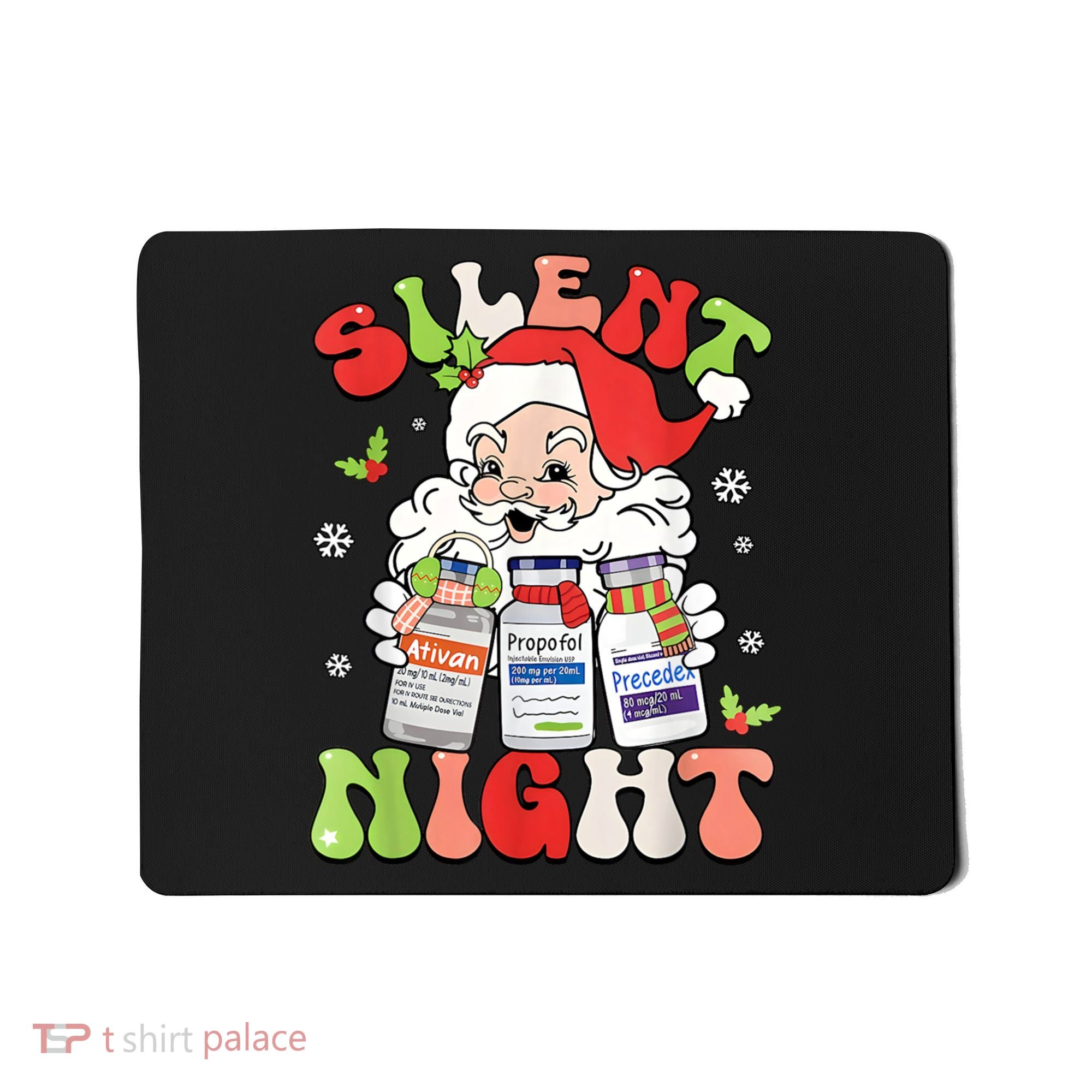 Retro Silent Night Icu Nurse Christmas Intensive Care Unit Mousepad