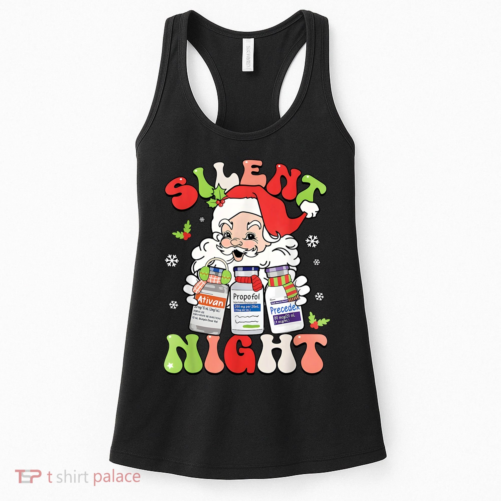 Retro Silent Night Icu Nurse Christmas Intensive Care Unit Women's Tank Top