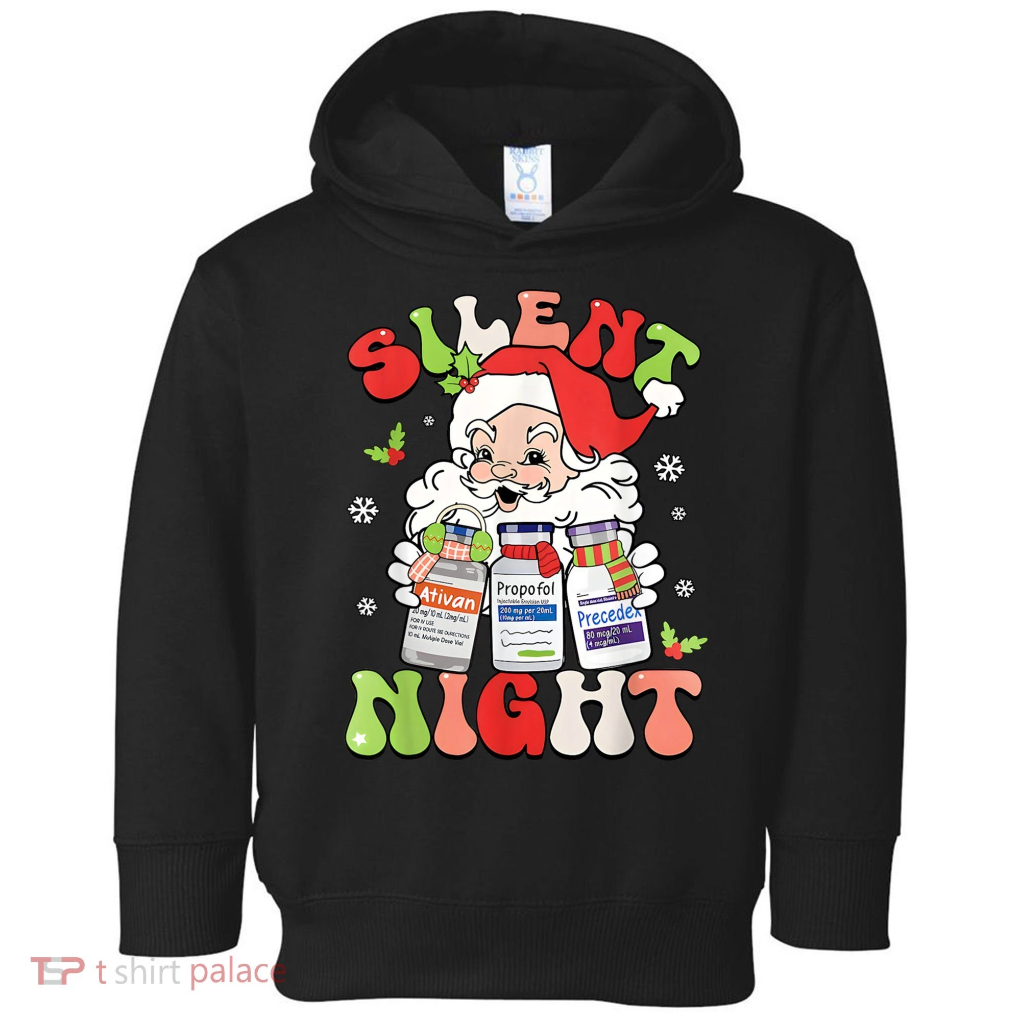 Retro Silent Night Icu Nurse Christmas Intensive Care Unit Toddler Hoodie