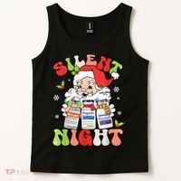Retro Silent Night Icu Nurse Christmas Intensive Care Unit Tank Top thumb 2