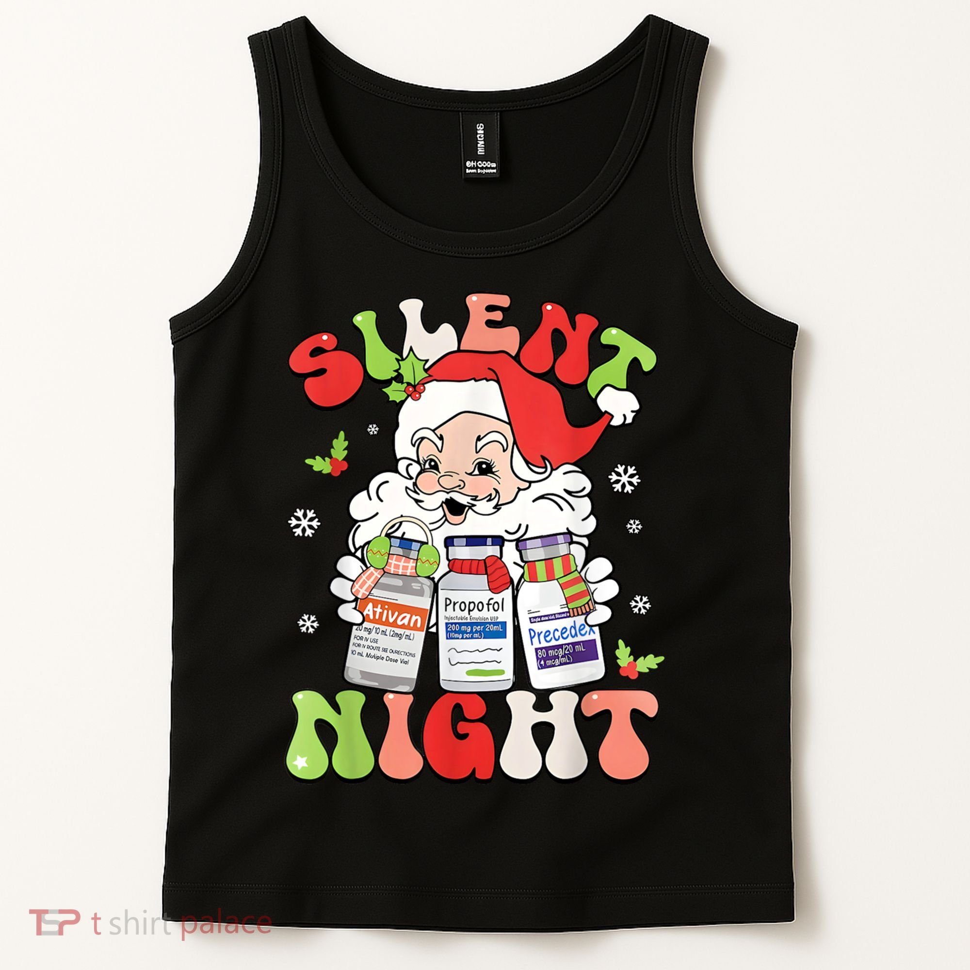 Retro Silent Night Icu Nurse Christmas Intensive Care Unit Tank Top