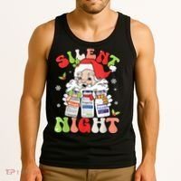Retro Silent Night Icu Nurse Christmas Intensive Care Unit Tank Top thumb 3