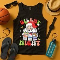 Retro Silent Night Icu Nurse Christmas Intensive Care Unit Tank Top thumb 4