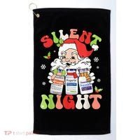 Retro Silent Night Icu Nurse Christmas Intensive Care Unit Golf Towel thumb 0