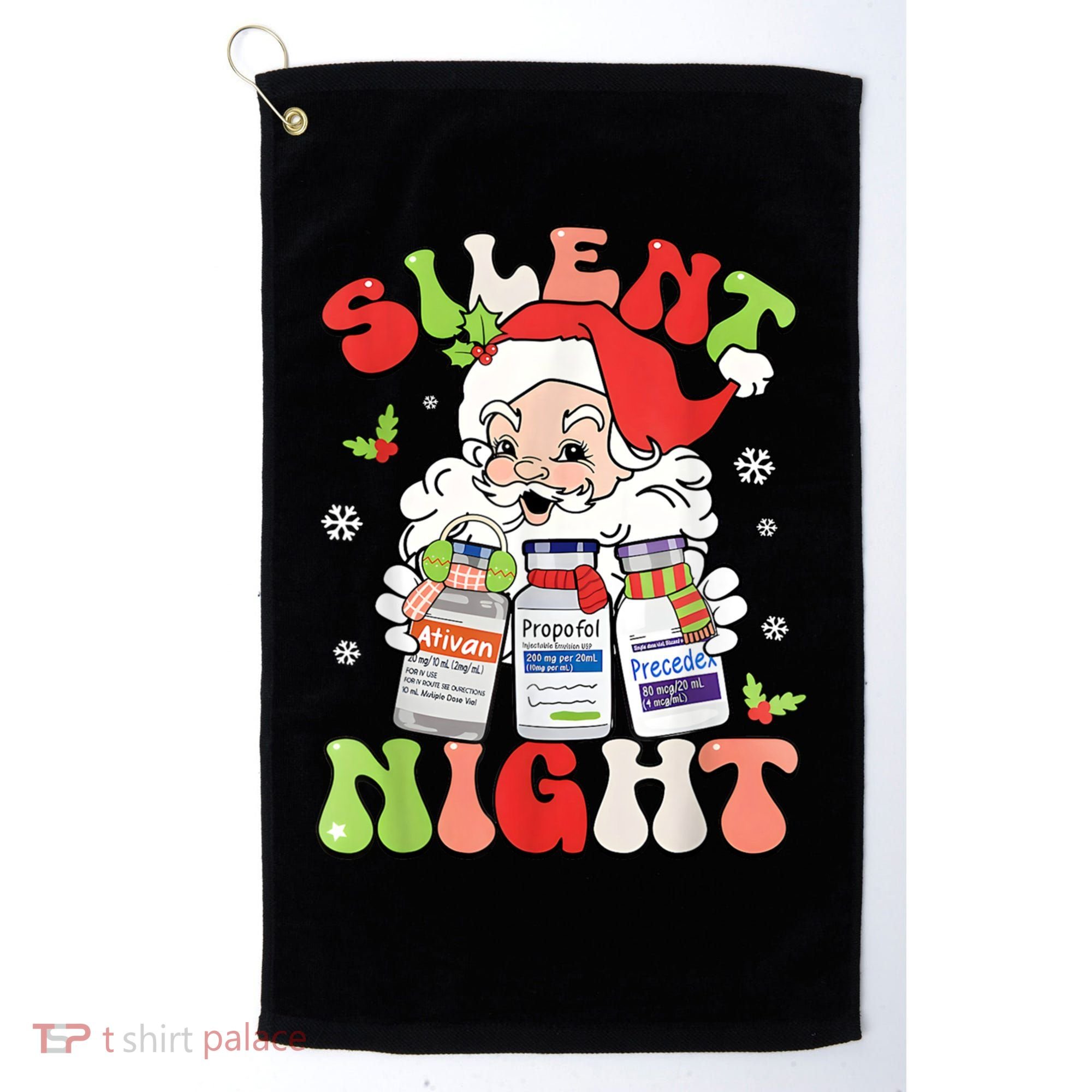 Retro Silent Night Icu Nurse Christmas Intensive Care Unit Golf Towel