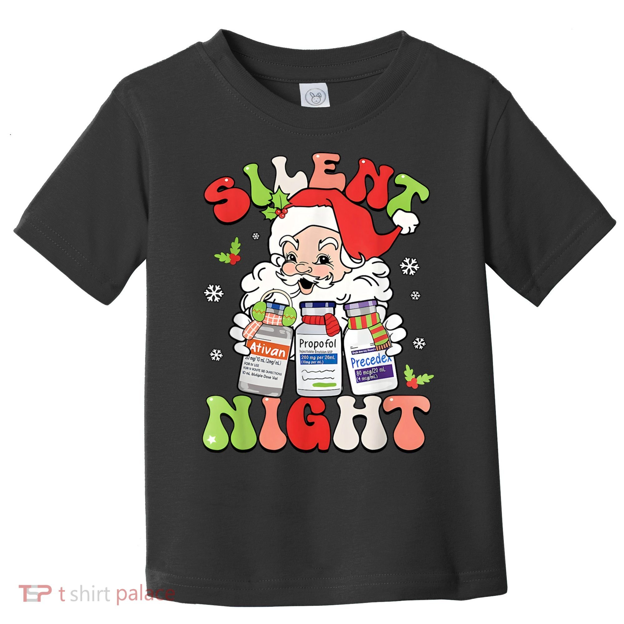 Retro Silent Night Icu Nurse Christmas Intensive Care Unit Toddler T-Shirt
