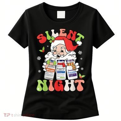 Retro Silent Night Icu Nurse Christmas Intensive Care Unit Women's T-Shirt