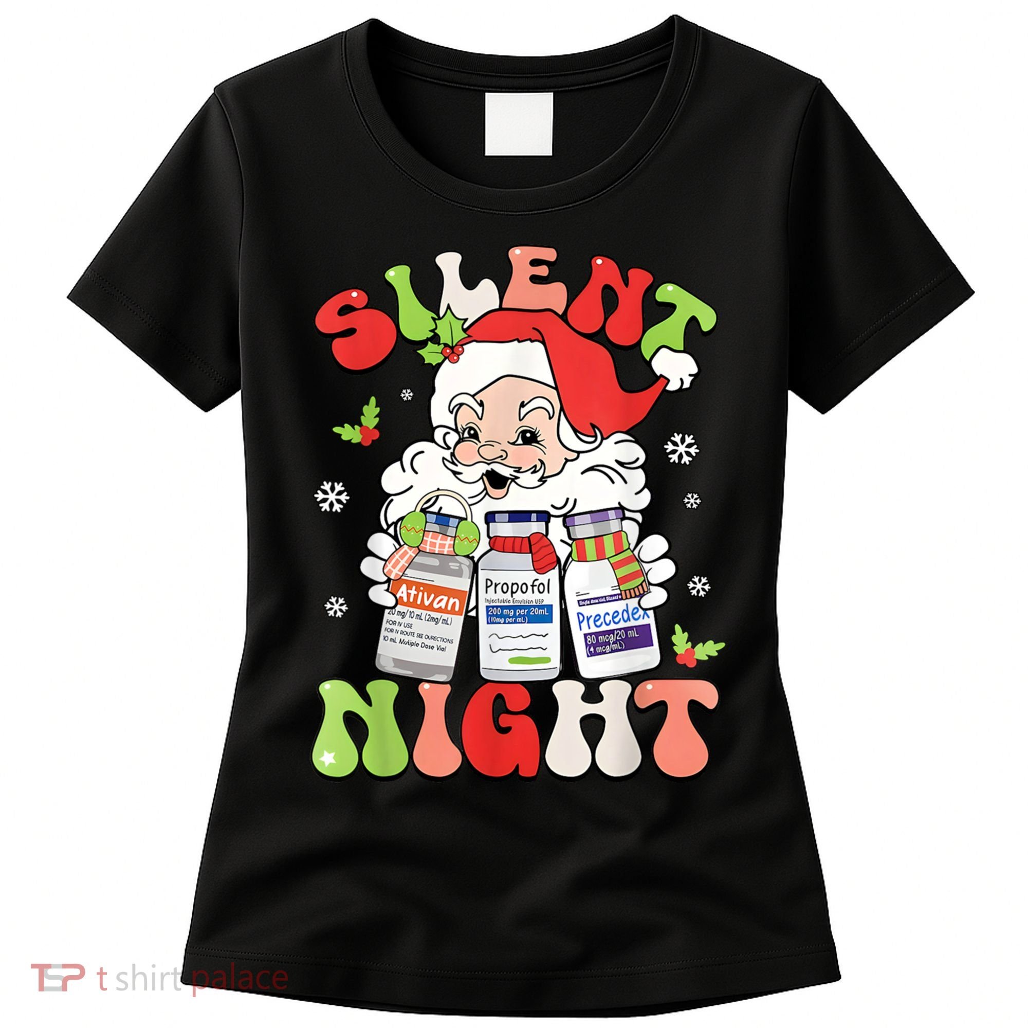 Retro Silent Night Icu Nurse Christmas Intensive Care Unit Women's T-Shirt