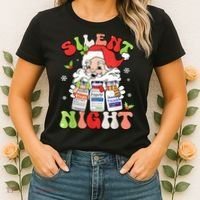 Retro Silent Night Icu Nurse Christmas Intensive Care Unit Women's T-Shirt thumb 2