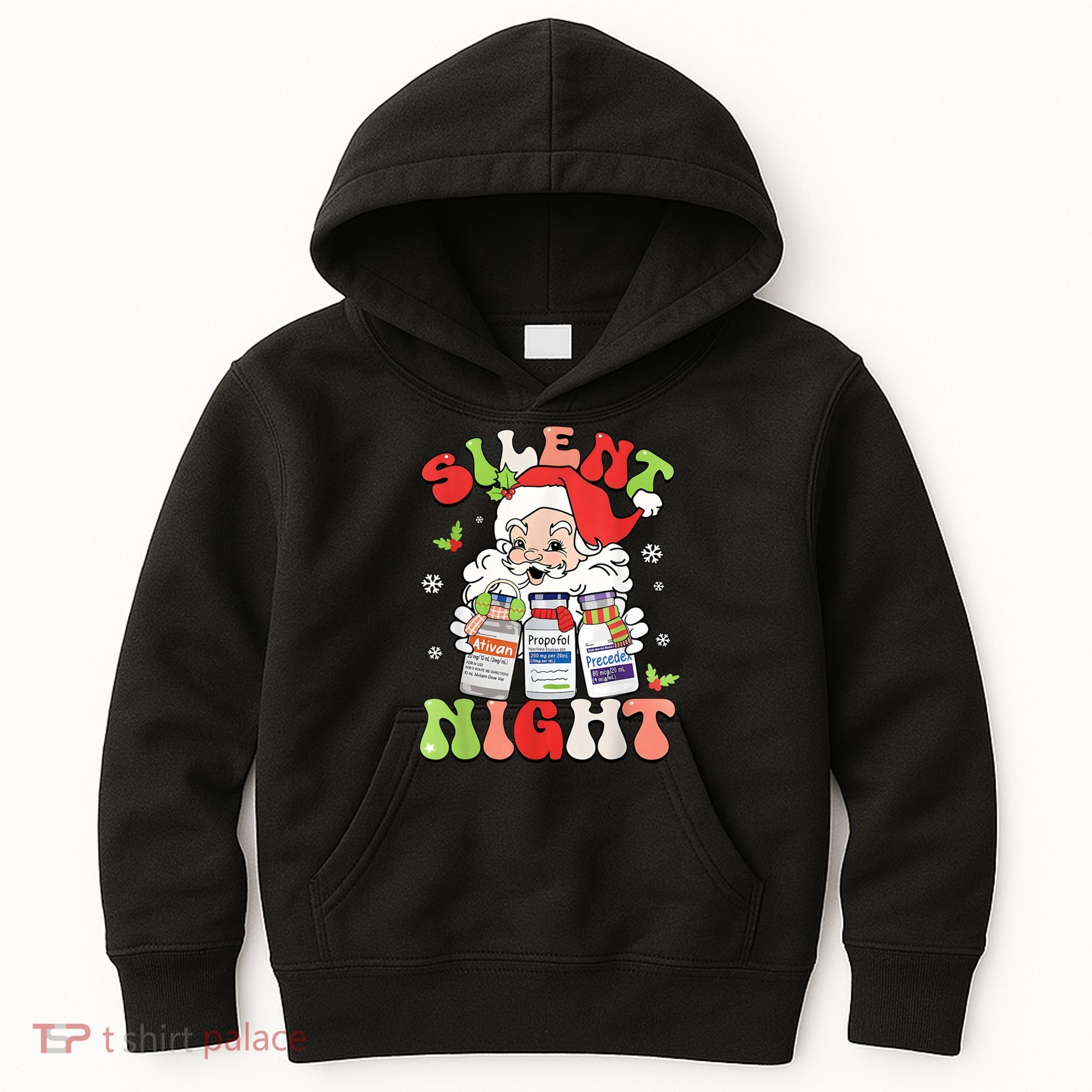 Retro Silent Night Icu Nurse Christmas Intensive Care Unit Kids Hoodie