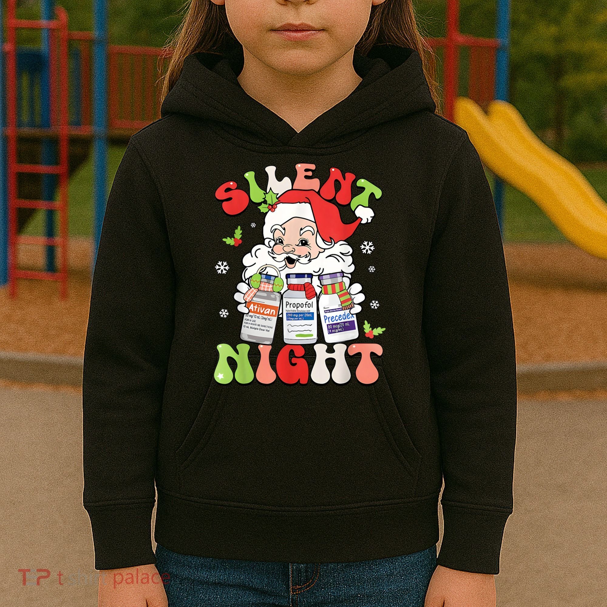 Retro Silent Night Icu Nurse Christmas Intensive Care Unit Kids Hoodie