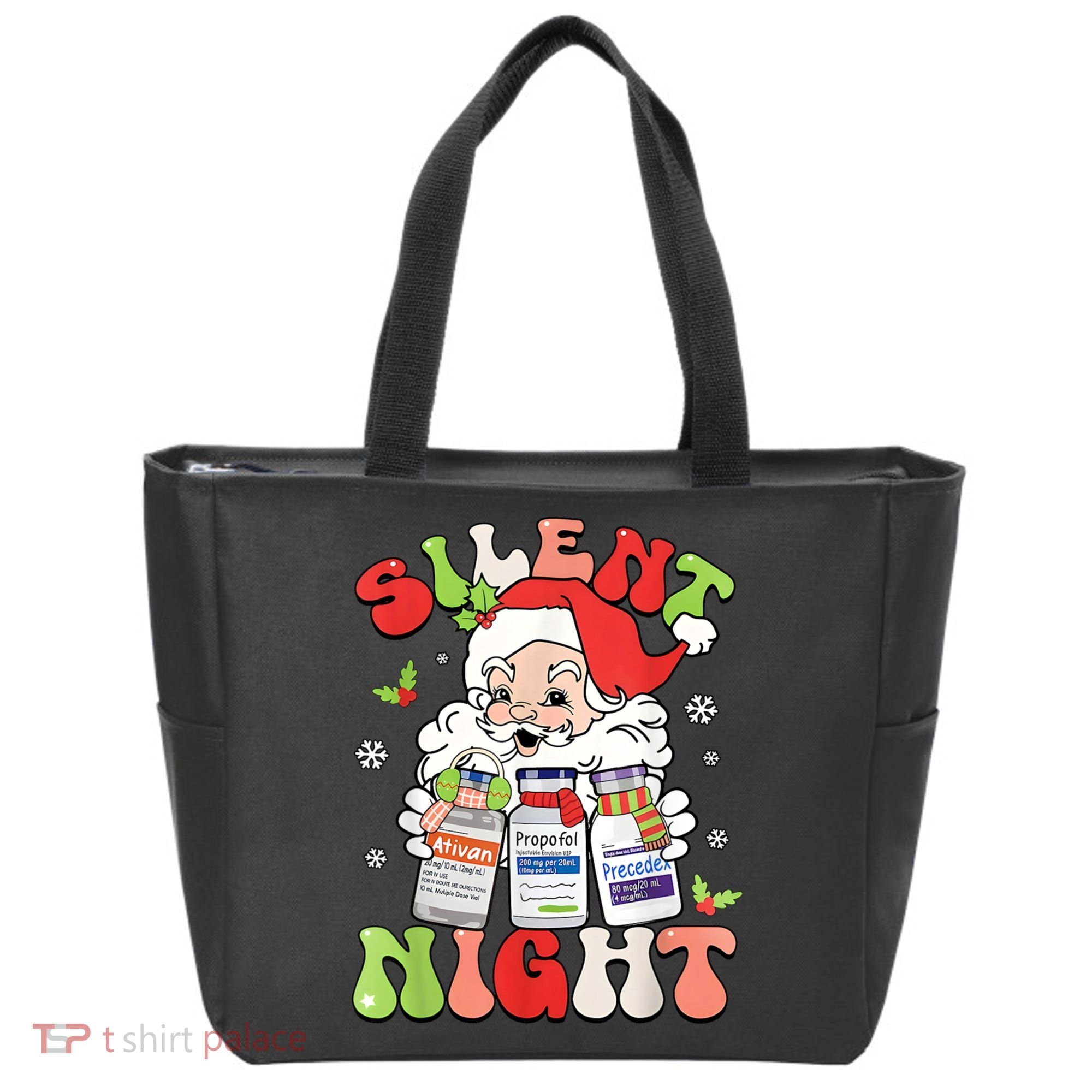 Retro Silent Night Icu Nurse Christmas Intensive Care Unit Tote Bag