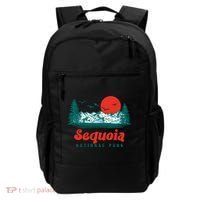 Retro Sequoia National Park Mountain Trees And Sun Graphic Gift Backpack thumb 0