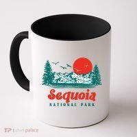 Retro Sequoia National Park Mountain Trees And Sun Graphic Gift Coffee Mug thumb 0