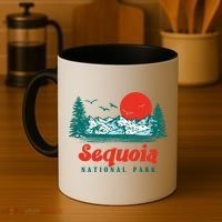 Retro Sequoia National Park Mountain Trees And Sun Graphic Gift Coffee Mug thumb 4