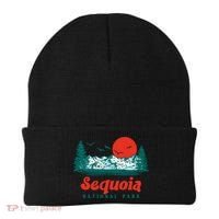 Retro Sequoia National Park Mountain Trees And Sun Graphic Gift Beanie thumb 0