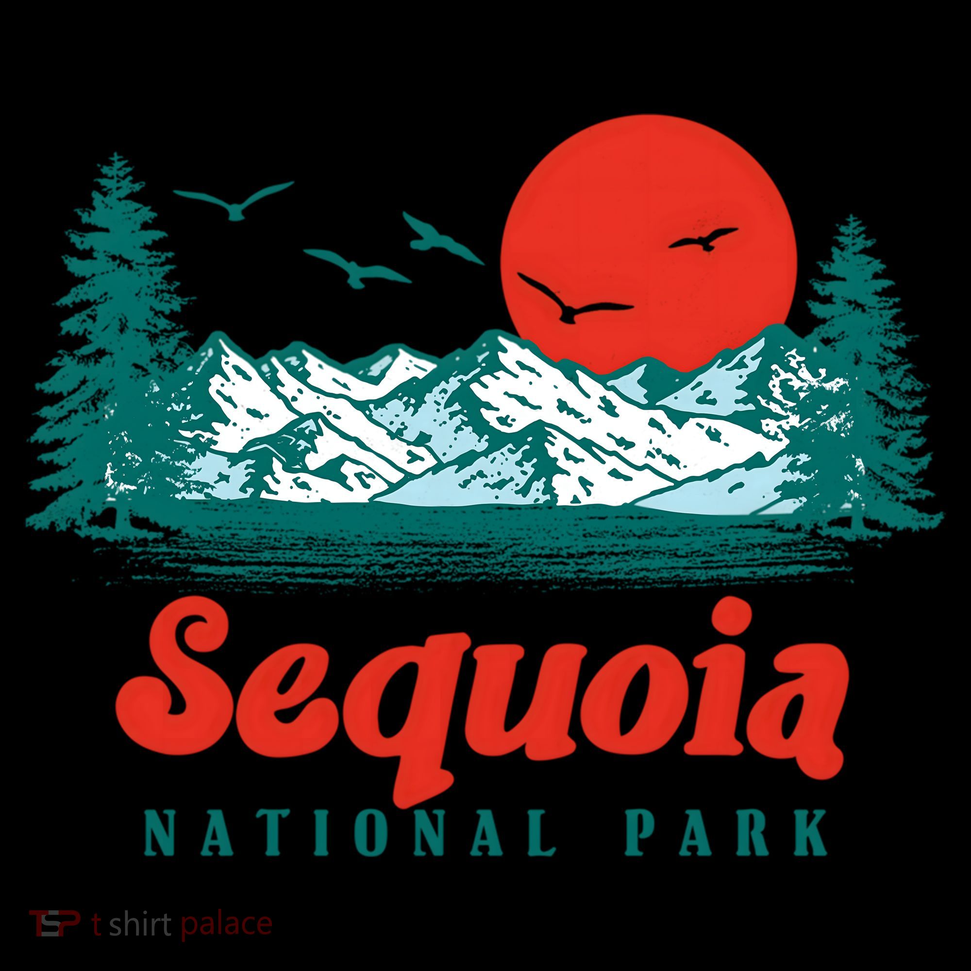 Retro Sequoia National Park Mountain Trees And Sun Graphic Gift Women's Hoodie