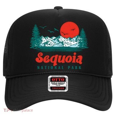Retro Sequoia National Park Mountain Trees And Sun Graphic Gift Hat