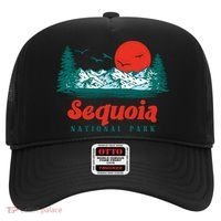 Retro Sequoia National Park Mountain Trees And Sun Graphic Gift Hat thumb 0