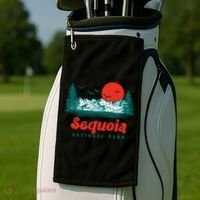 Retro Sequoia National Park Mountain Trees And Sun Graphic Gift Golf Towel thumb 2