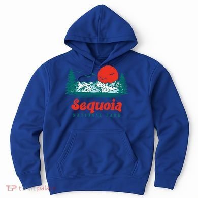 Retro Sequoia National Park Mountain Trees And Sun Graphic Gift Hoodie