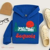 Retro Sequoia National Park Mountain Trees And Sun Graphic Gift Hoodie thumb 4