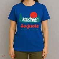 Retro Sequoia National Park Mountain Trees And Sun Graphic Gift T-Shirt thumb 4