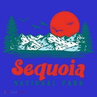 Retro Sequoia National Park Mountain Trees And Sun Graphic Gift Coaster thumb 2