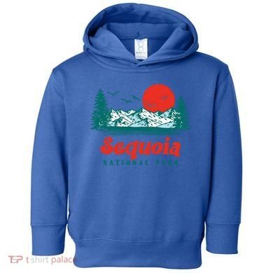 Retro Sequoia National Park Mountain Trees And Sun Graphic Gift Toddler Hoodie