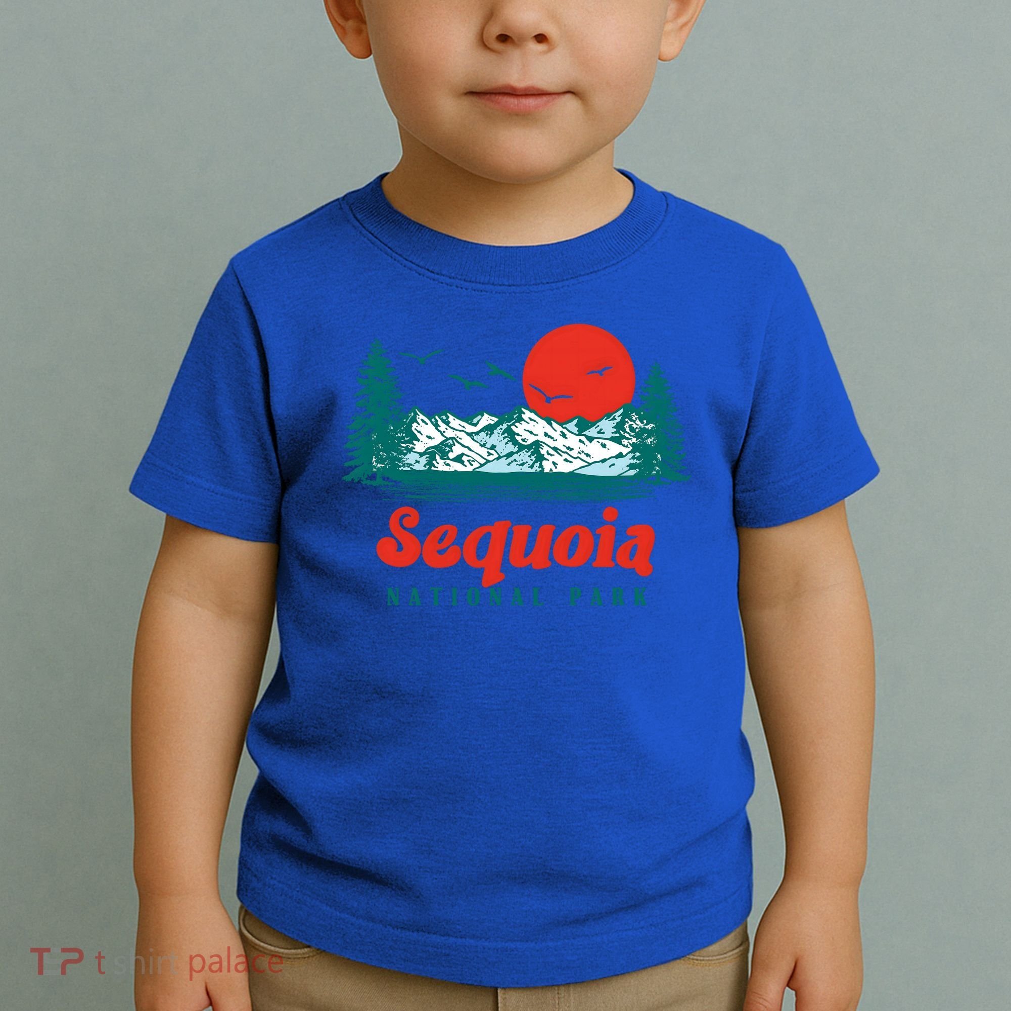 Retro Sequoia National Park Mountain Trees And Sun Graphic Gift Toddler T-Shirt