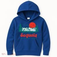 Retro Sequoia National Park Mountain Trees And Sun Graphic Gift Kids Hoodie thumb 0