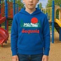 Retro Sequoia National Park Mountain Trees And Sun Graphic Gift Kids Hoodie thumb 2