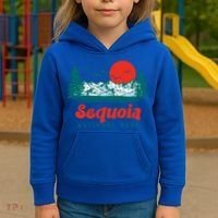 Retro Sequoia National Park Mountain Trees And Sun Graphic Gift Kids Hoodie thumb 3