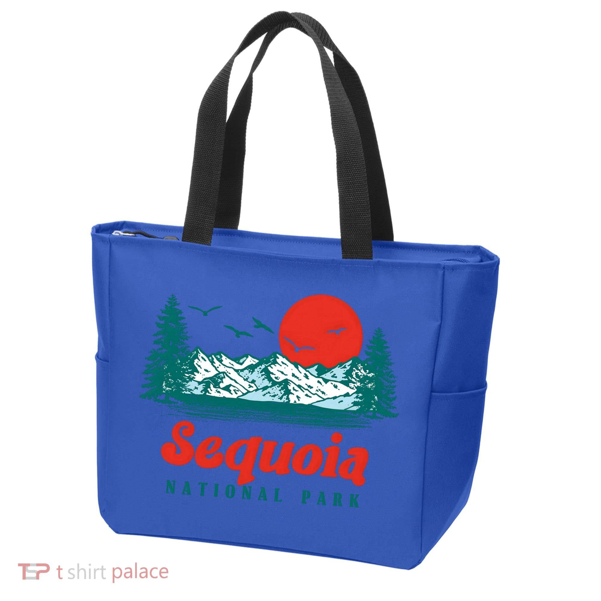 Retro Sequoia National Park Mountain Trees And Sun Graphic Gift Tote Bag