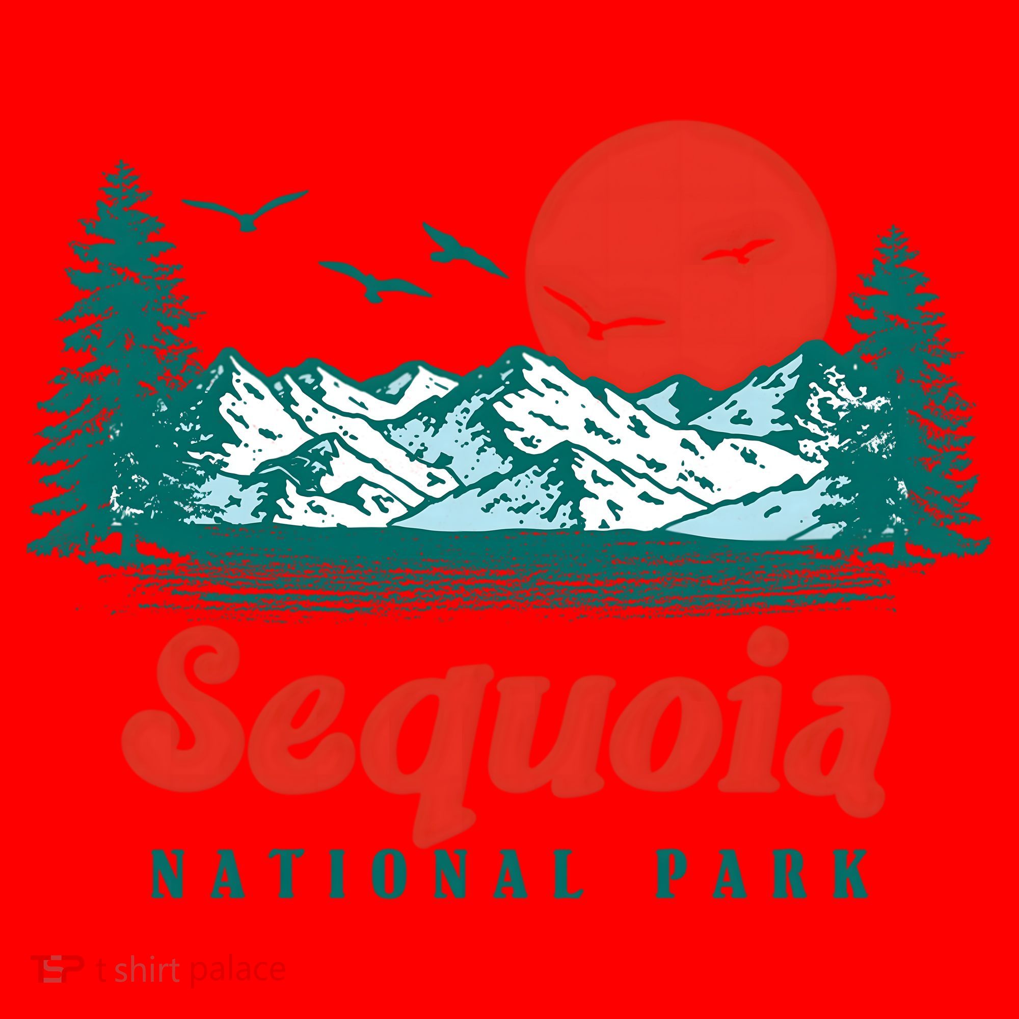Retro Sequoia National Park Mountain Trees And Sun Graphic Gift Santa Hat