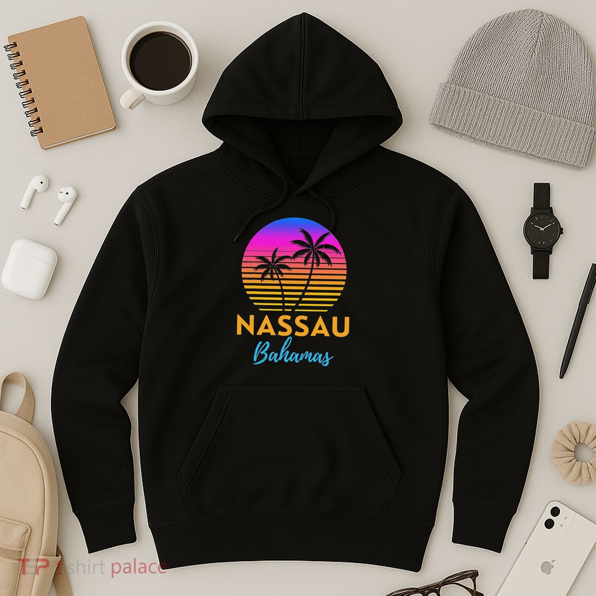 Retro Sunset Nassau Bahamas Beach Trip Vacation Summer Group Hoodie