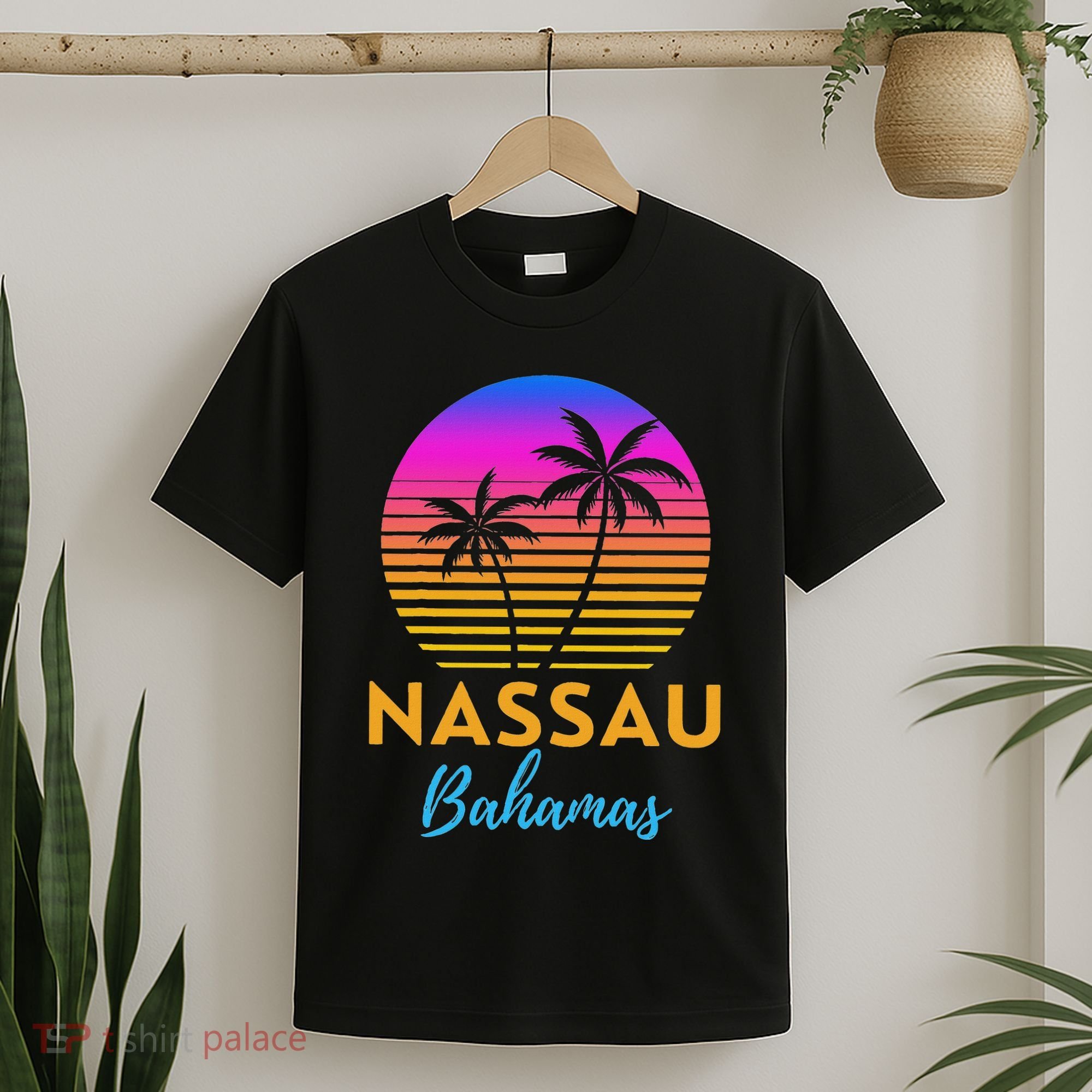 Retro Sunset Nassau Bahamas Beach Trip Vacation Summer Group T-Shirt