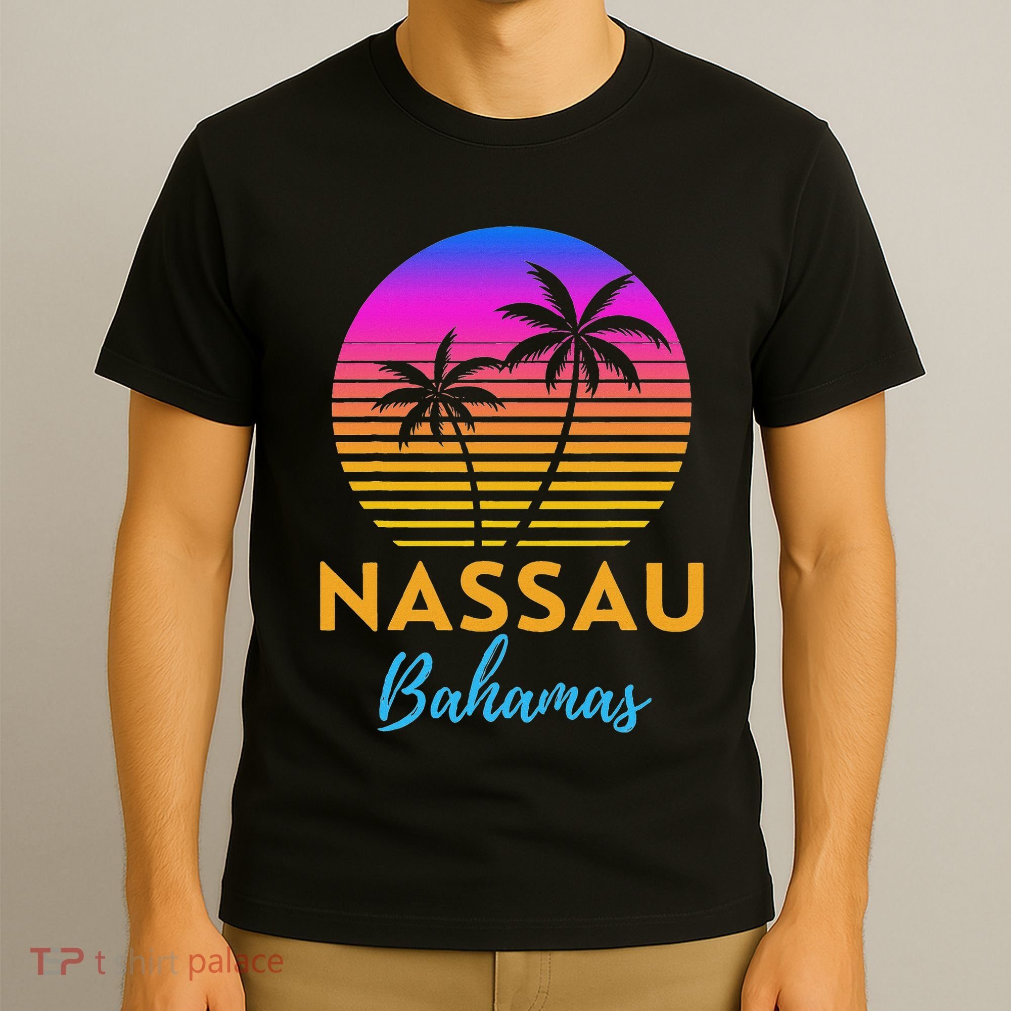 Retro Sunset Nassau Bahamas Beach Trip Vacation Summer Group T-Shirt