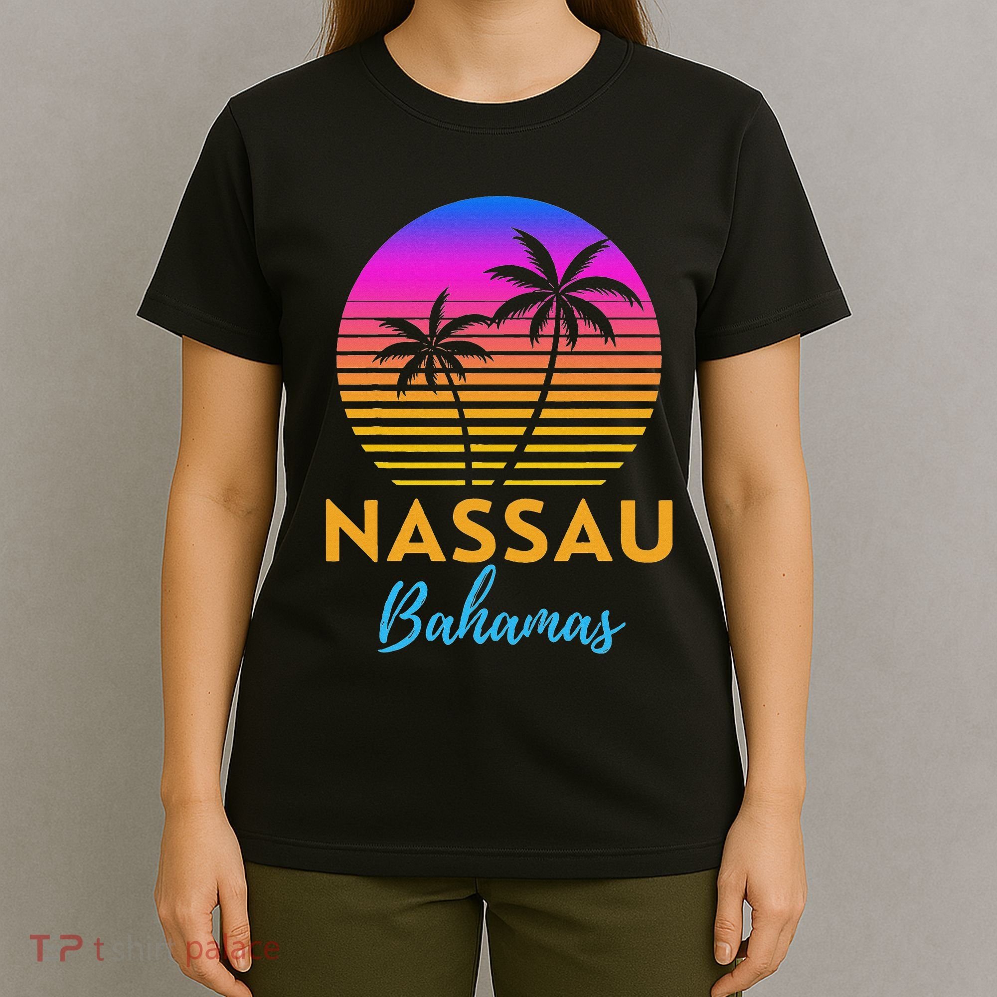 Retro Sunset Nassau Bahamas Beach Trip Vacation Summer Group T-Shirt