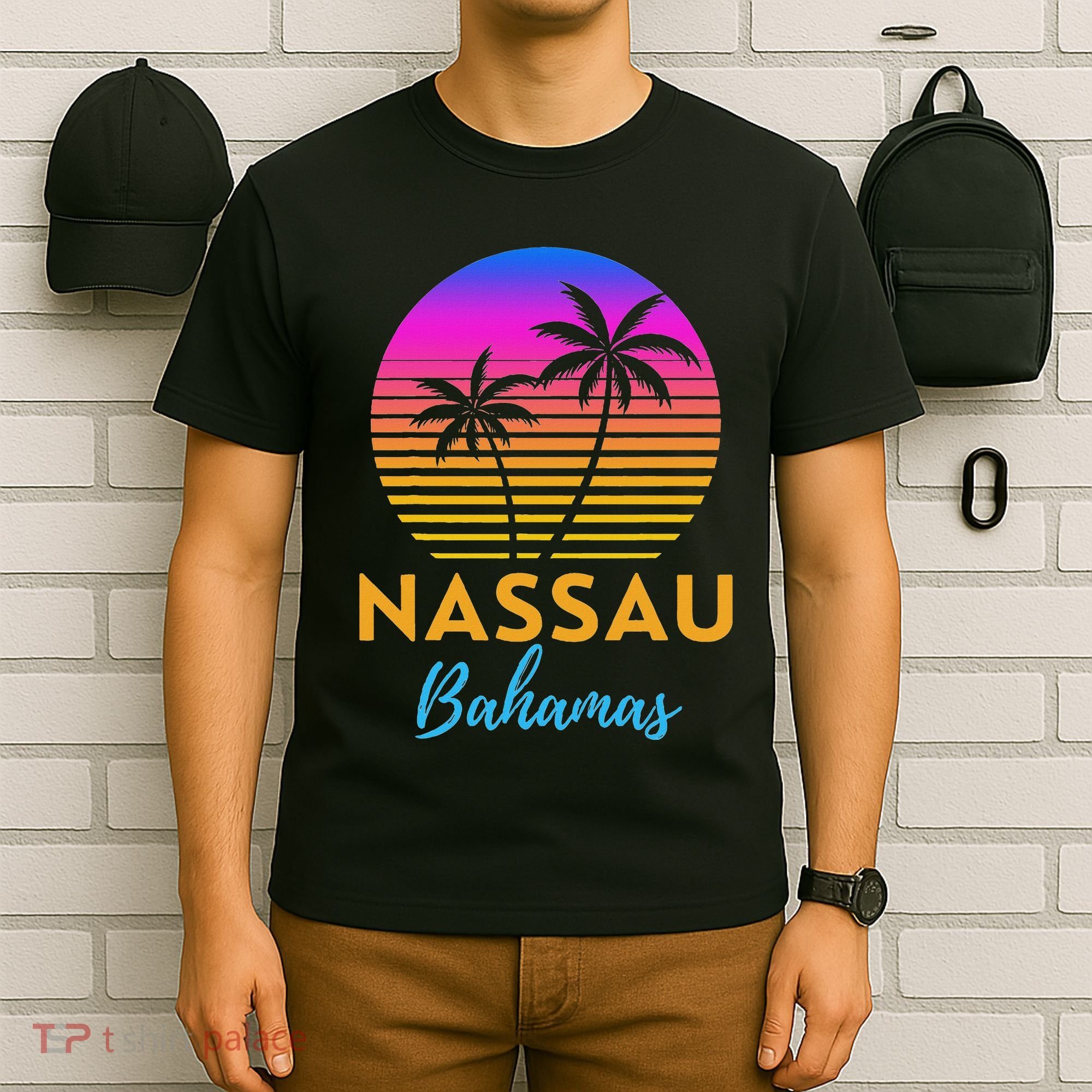 Retro Sunset Nassau Bahamas Beach Trip Vacation Summer Group T-Shirt
