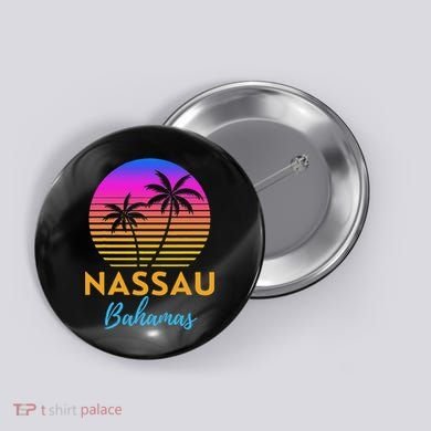 Retro Sunset Nassau Bahamas Beach Trip Vacation Summer Group Button