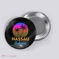 Retro Sunset Nassau Bahamas Beach Trip Vacation Summer Group Button thumb 0