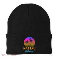 Retro Sunset Nassau Bahamas Beach Trip Vacation Summer Group Beanie thumb 0
