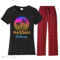 Retro Sunset Nassau Bahamas Beach Trip Vacation Summer Group Women's Flannel Pajama Set thumb 0